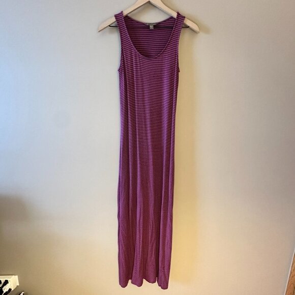 Women's XS Tommy Bahama Knit Striped Maxi Dress Pink Gray Stretch - Picture 2 of 7